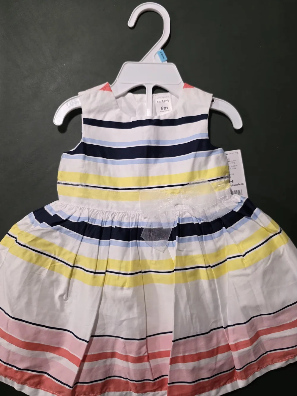 Carter's Striped Sundress in Navy, Yellow, Pink and White